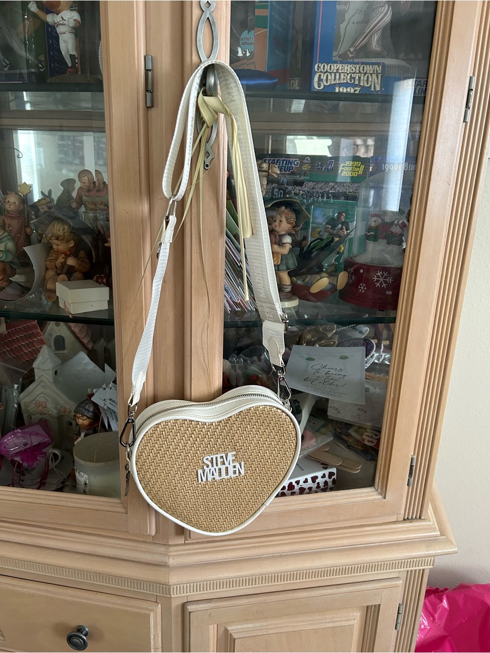 Steve Madden NWOT Heart Crossbody Bag - White & Natural Straw - Picture 1 of 6